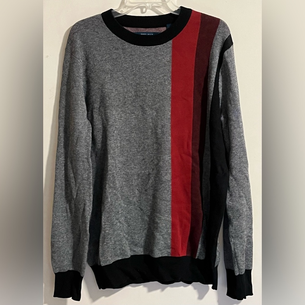 Perry Ellis long sleeve preppy cotton, polyester, viscose sweater LT